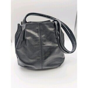 SAS Vintage Black Leather Multicompartment Handbag Purse Shoulder Bag